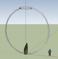 A sketch of an idea for a public sculpture with a large stone at the base and sp
