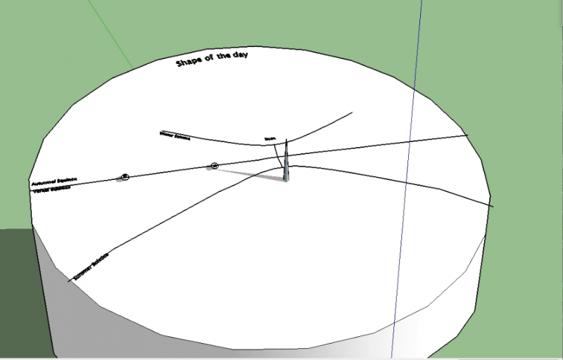 A sketch of an idea for a public sculpture that uses sun and shadow to measure t