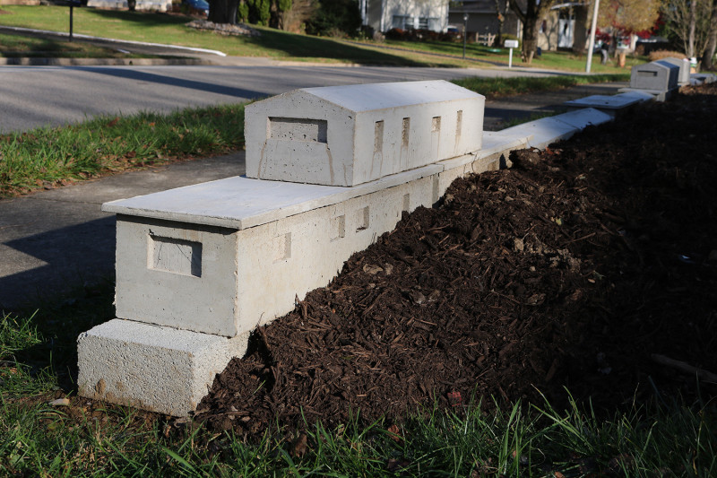 michael grothusen, trailer park sculpture, cast cement sculpture
